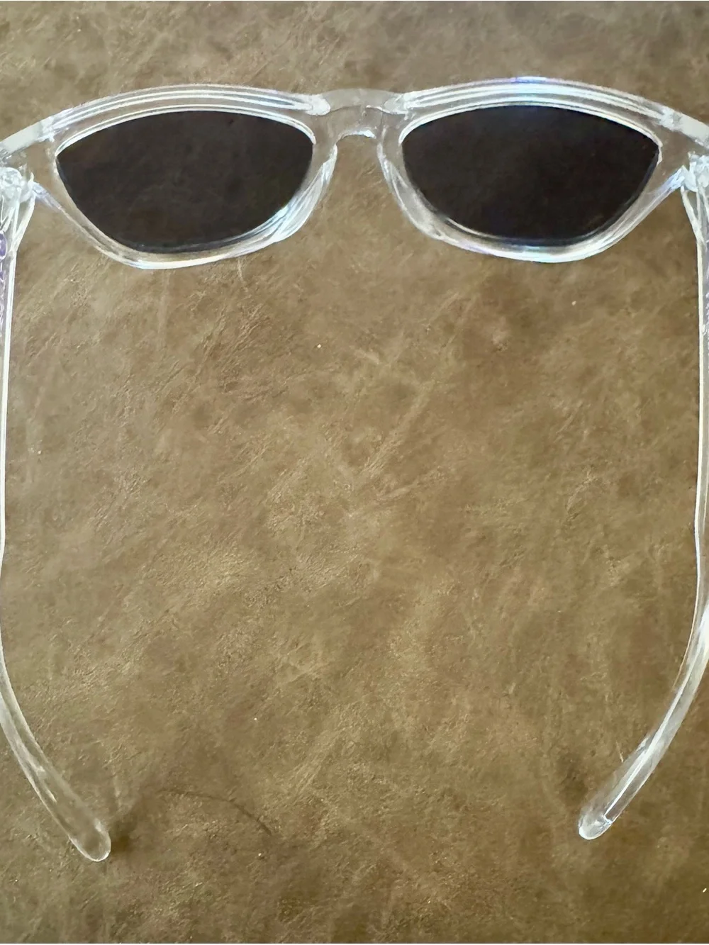 NWT Oakley Frogskins Polarized Clear Frame Purple Violet Lenses w/Case & Box